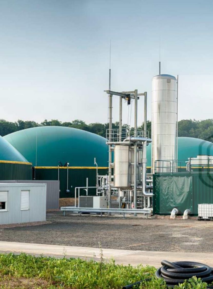Biogas digesters and purification unit at a CBG plant